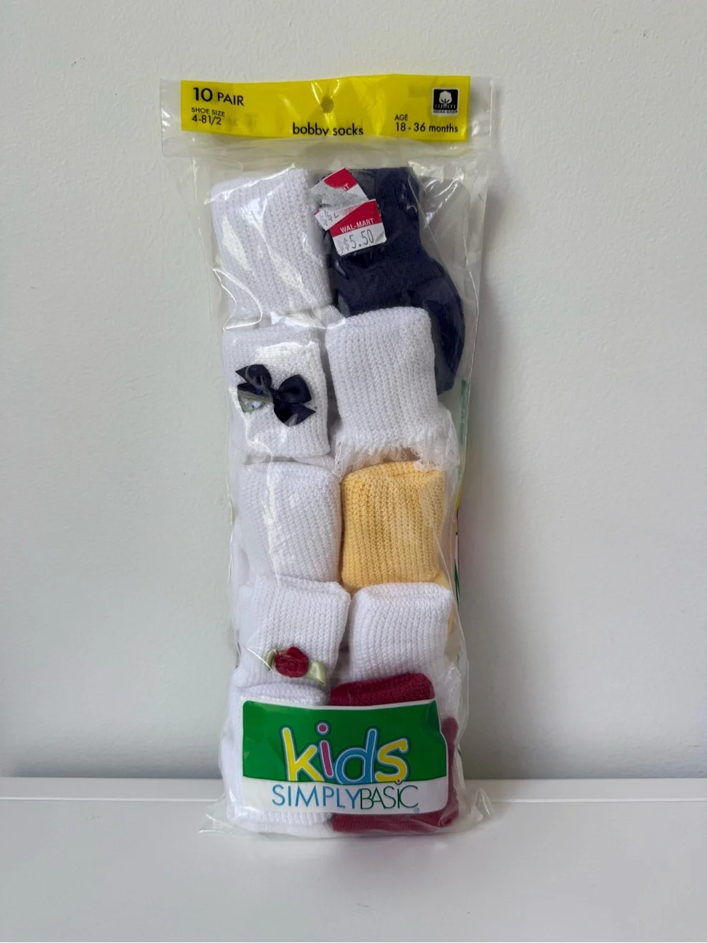 VTG Kids Simply Basic Bobby Socks 10 Pack Toddler Girl Turn Cuff 18-36M NOS New